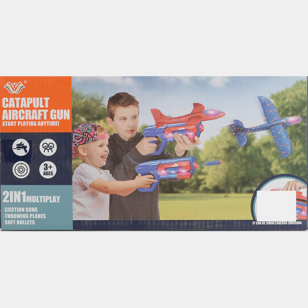 2 IN 1 Foam Glider Plane & Launcher Toy Set