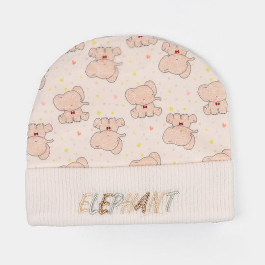 Baby Cap Velvet White Light Orange Elephant