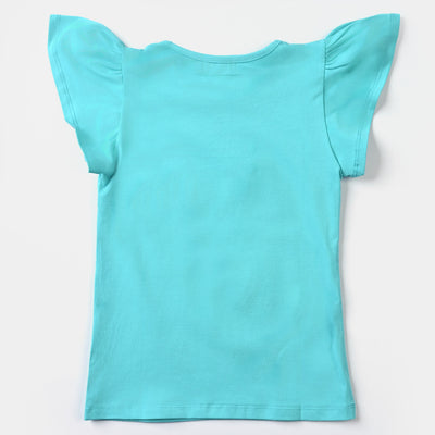 Girls Lycra Jersey T-Shirt Best Vibes-LT.Green
