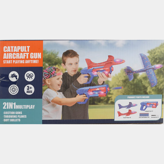 2 IN 1 Foam Glider Plane & Launcher Toy Set