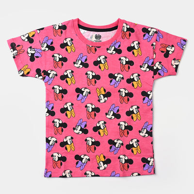 Girls Cotton Jersey T-Shirt Printed-Pink