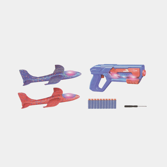 2 IN 1 Foam Glider Plane & Launcher Toy Set