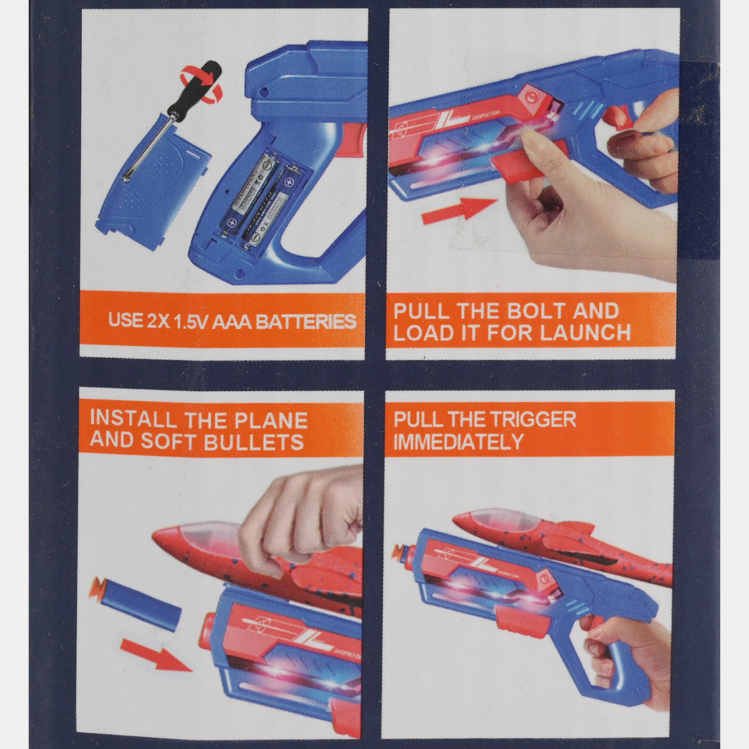2 IN 1 Foam Glider Plane & Launcher Toy Set
