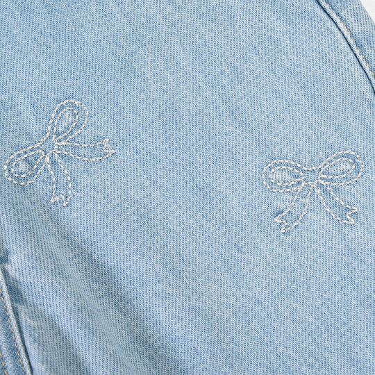 Girls Denim rigid Pant Bow-Mid.Blue