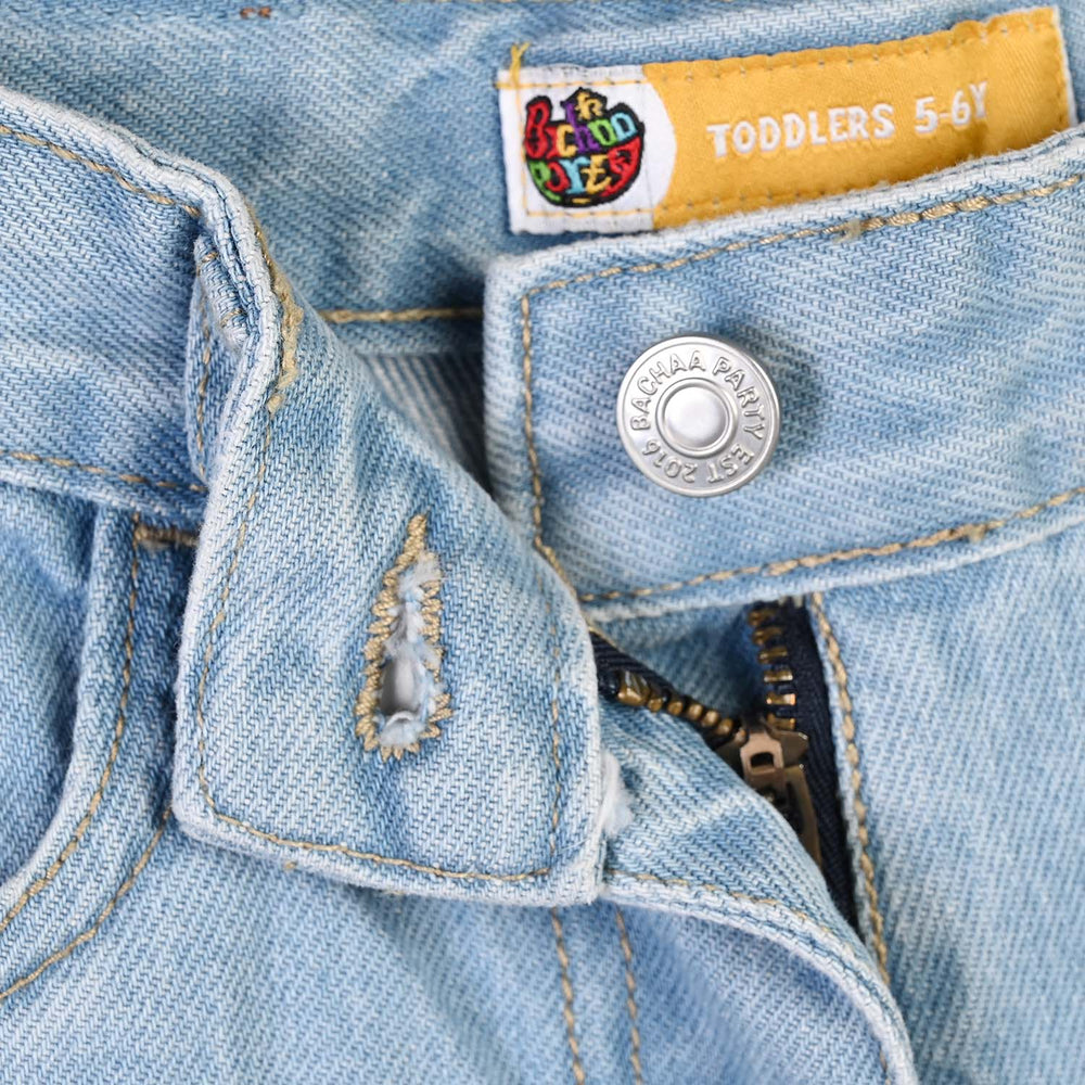 Girls Denim rigid Pant Bow-Mid.Blue