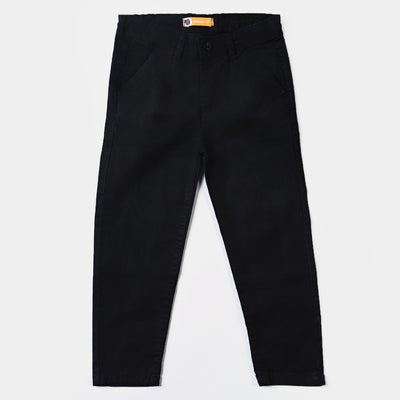 Boys Cotton Pant Solid-Jet Black
