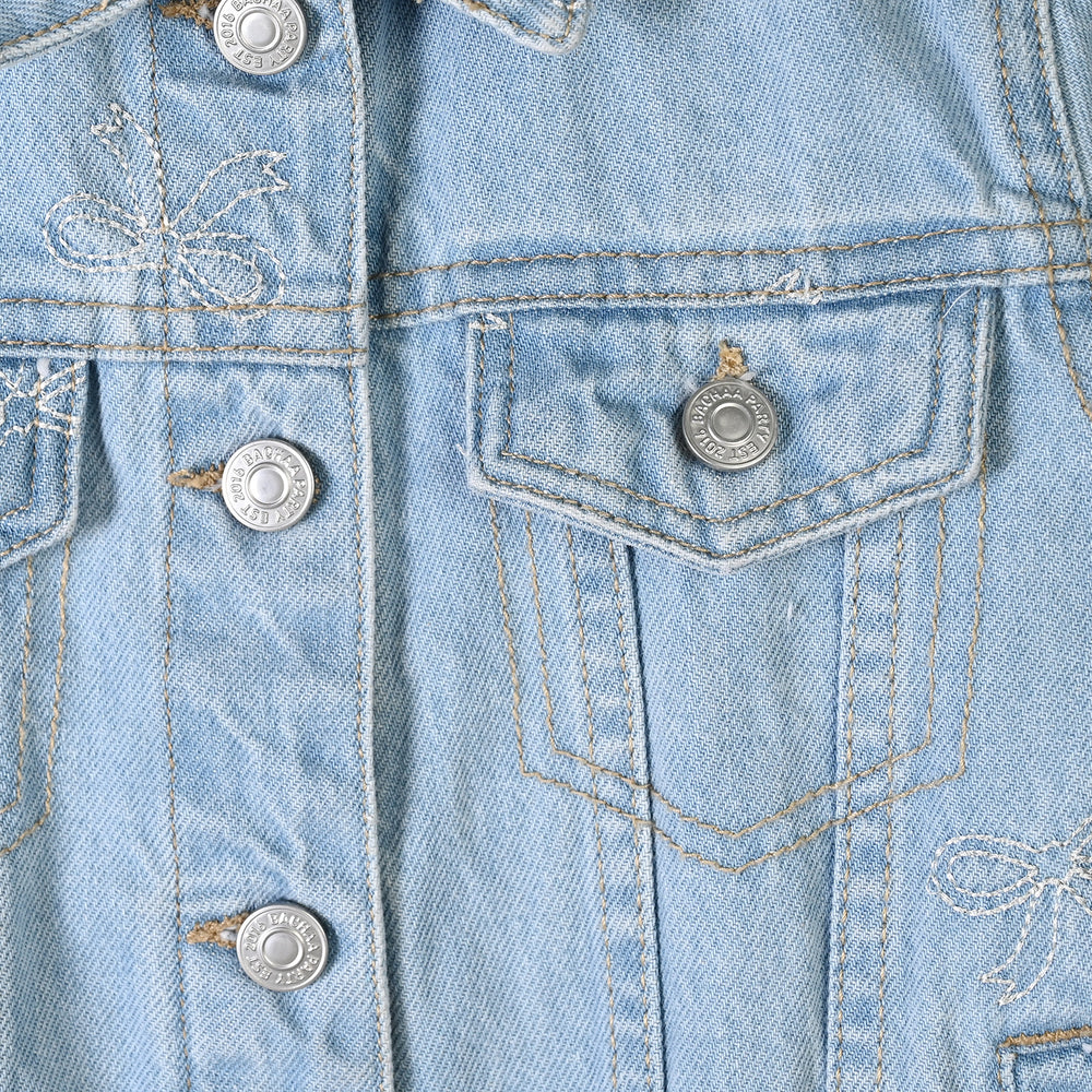 Girls Denim rigid Woven Jacket Bow-LT.Blue