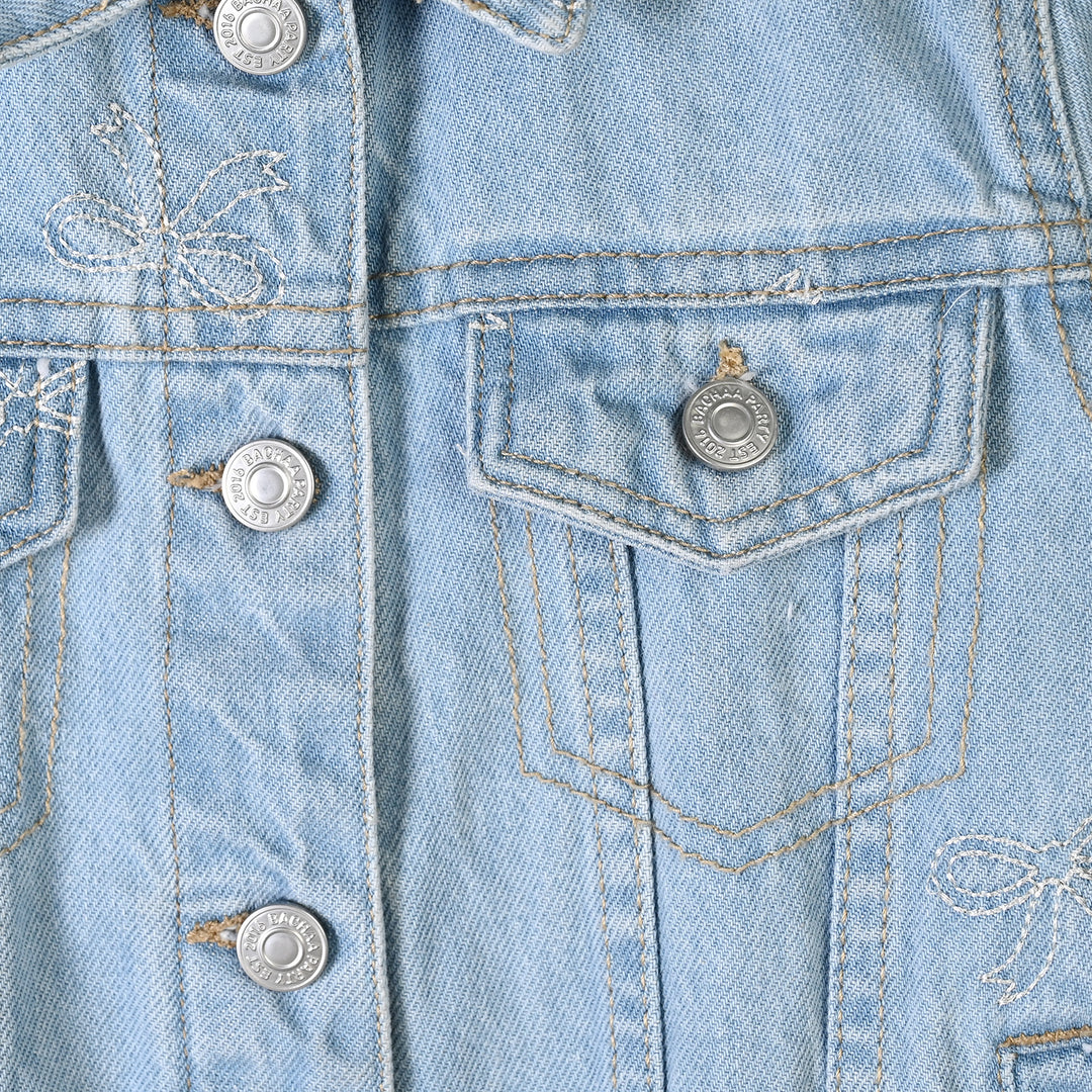 Girls Denim rigid Woven Jacket Bow-LT.Blue