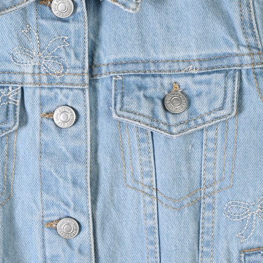 Girls Denim rigid Woven Jacket Bow-LT.Blue