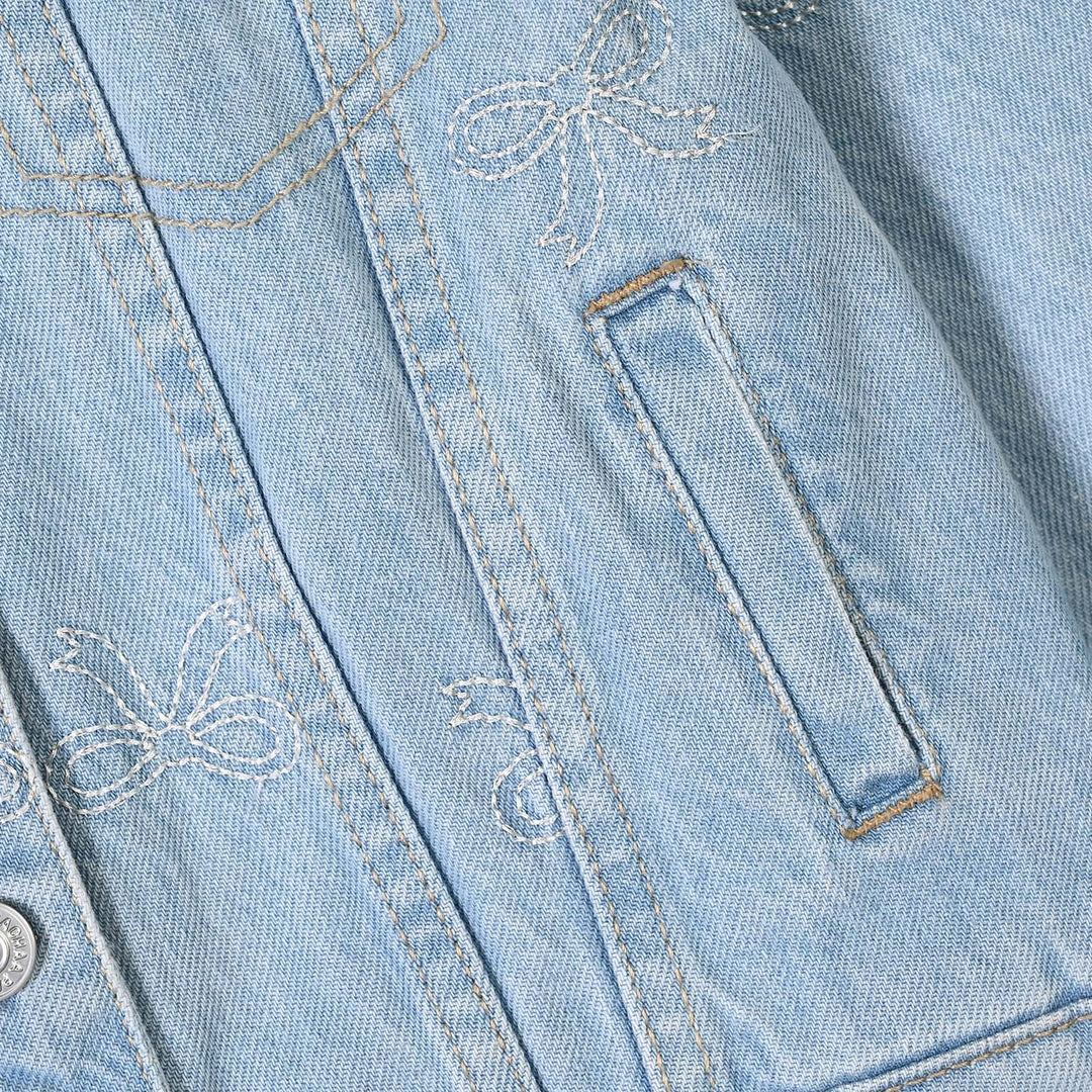 Girls Denim rigid Woven Jacket Bow-LT.Blue