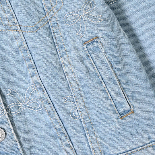 Girls Denim rigid Woven Jacket Bow-LT.Blue
