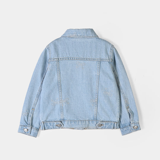 Girls Denim rigid Woven Jacket Bow-LT.Blue