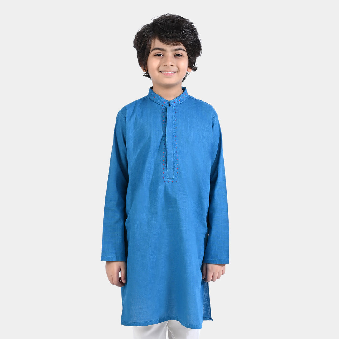 Boys Cotton Slub Embroidered Kurta (Cross stitch)-Turkish