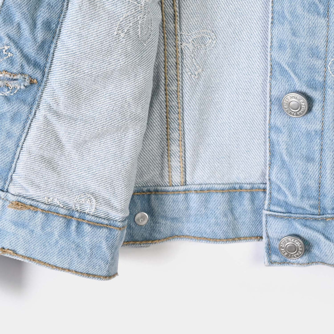 Girls Denim rigid Woven Jacket Bow-LT.Blue