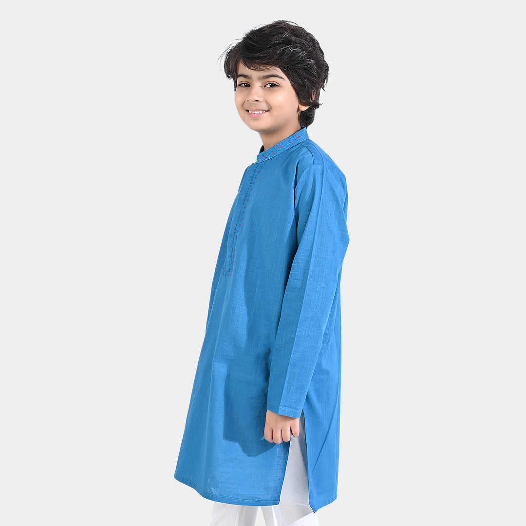 Boys Cotton Slub Embroidered Kurta (Cross stitch)-Turkish