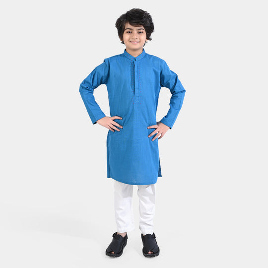 Boys Cotton Slub Embroidered Kurta (Cross stitch)-Turkish