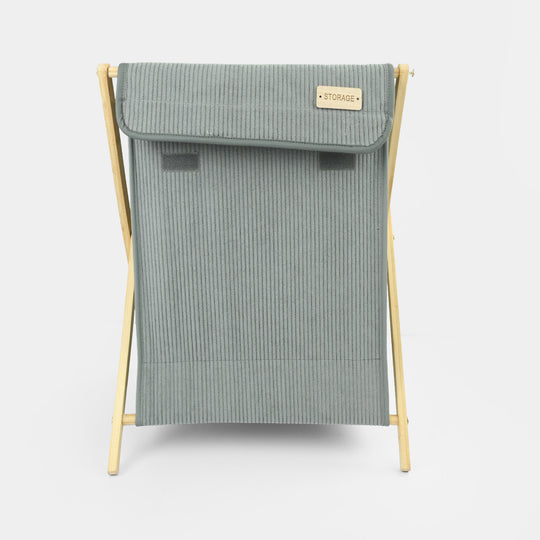Natural Wood X-Frame Laundry Basket