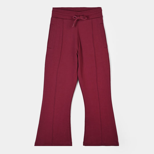 Girls Cotton Terry Pyjama Red Bell Bottom