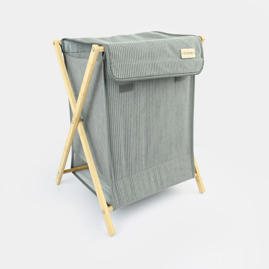 Natural Wood X-Frame Laundry Basket