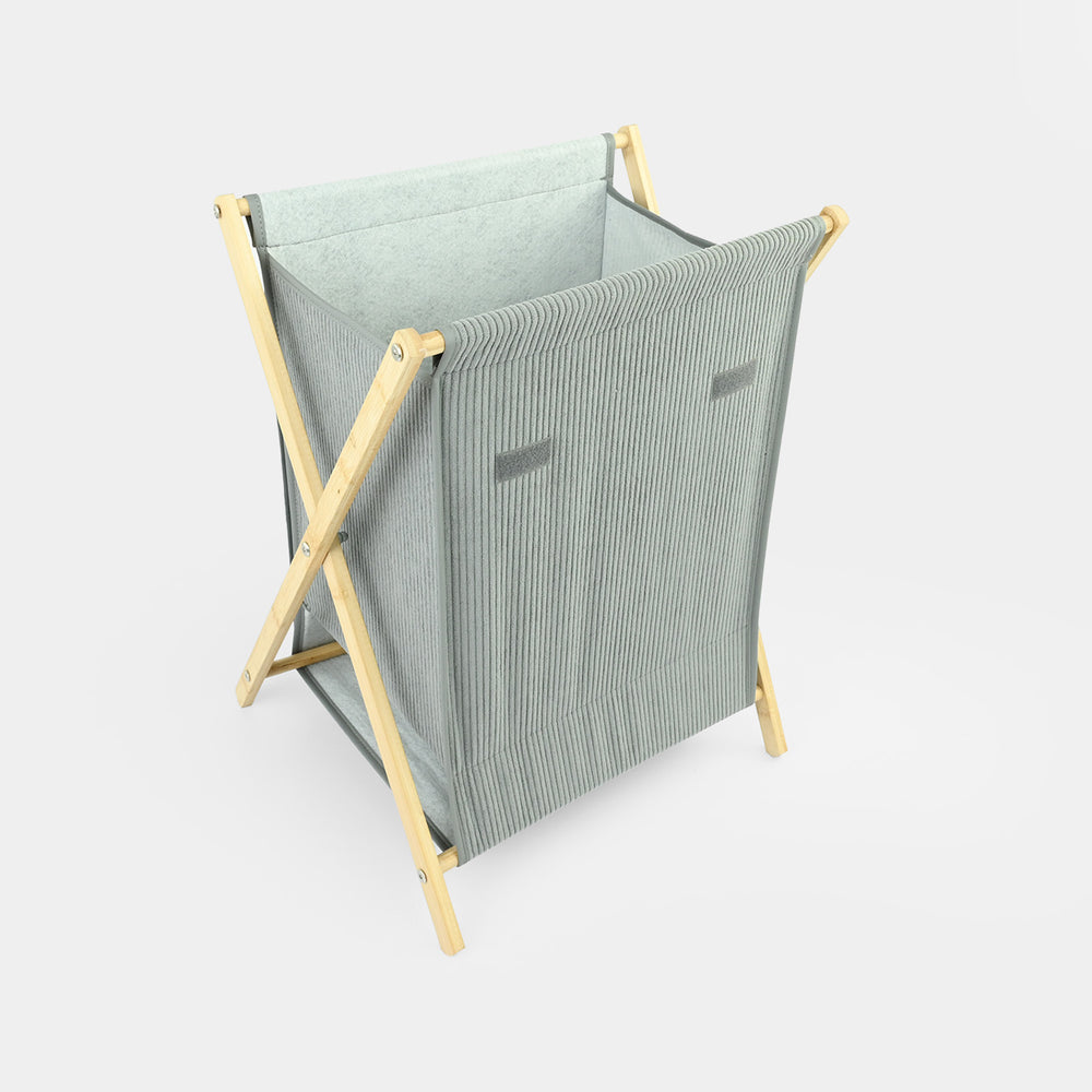 Natural Wood X-Frame Laundry Basket