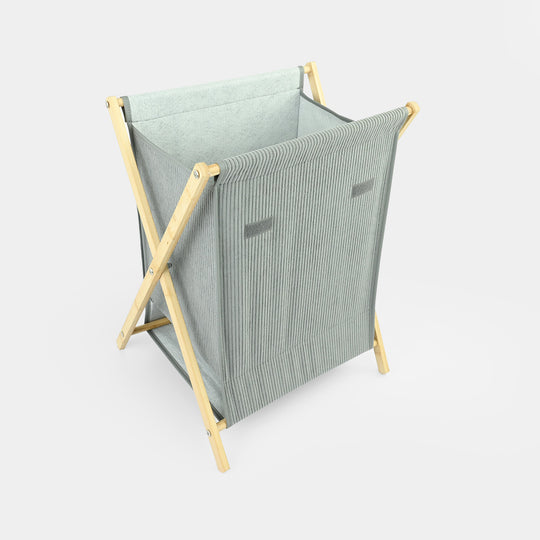 Natural Wood X-Frame Laundry Basket