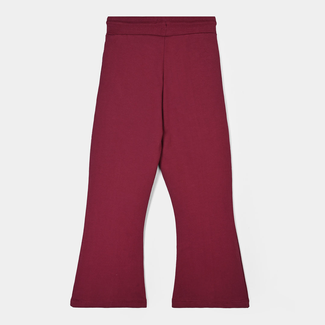 Girls Cotton Terry Pyjama Red Bell Bottom
