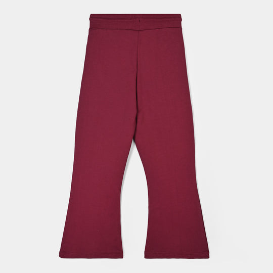 Girls Cotton Terry Pyjama Red Bell Bottom