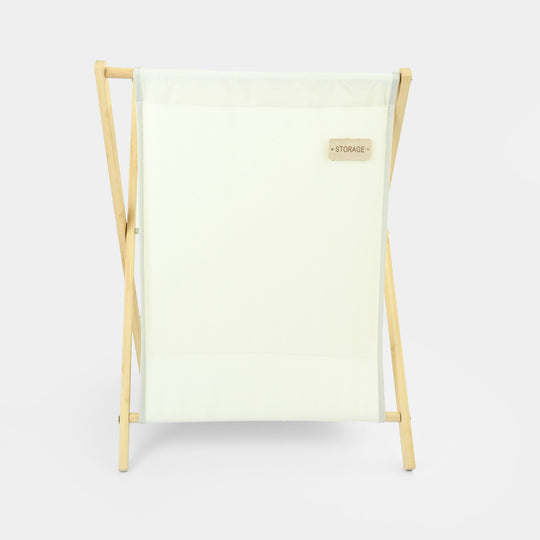 Natural Wood X-Frame Laundry Basket