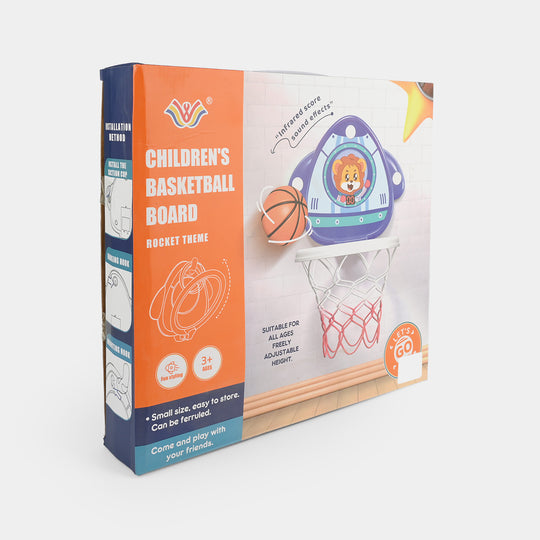 Rocket Theme 2-in-1 Electronic Basketball Hoop & Ring Toss Set