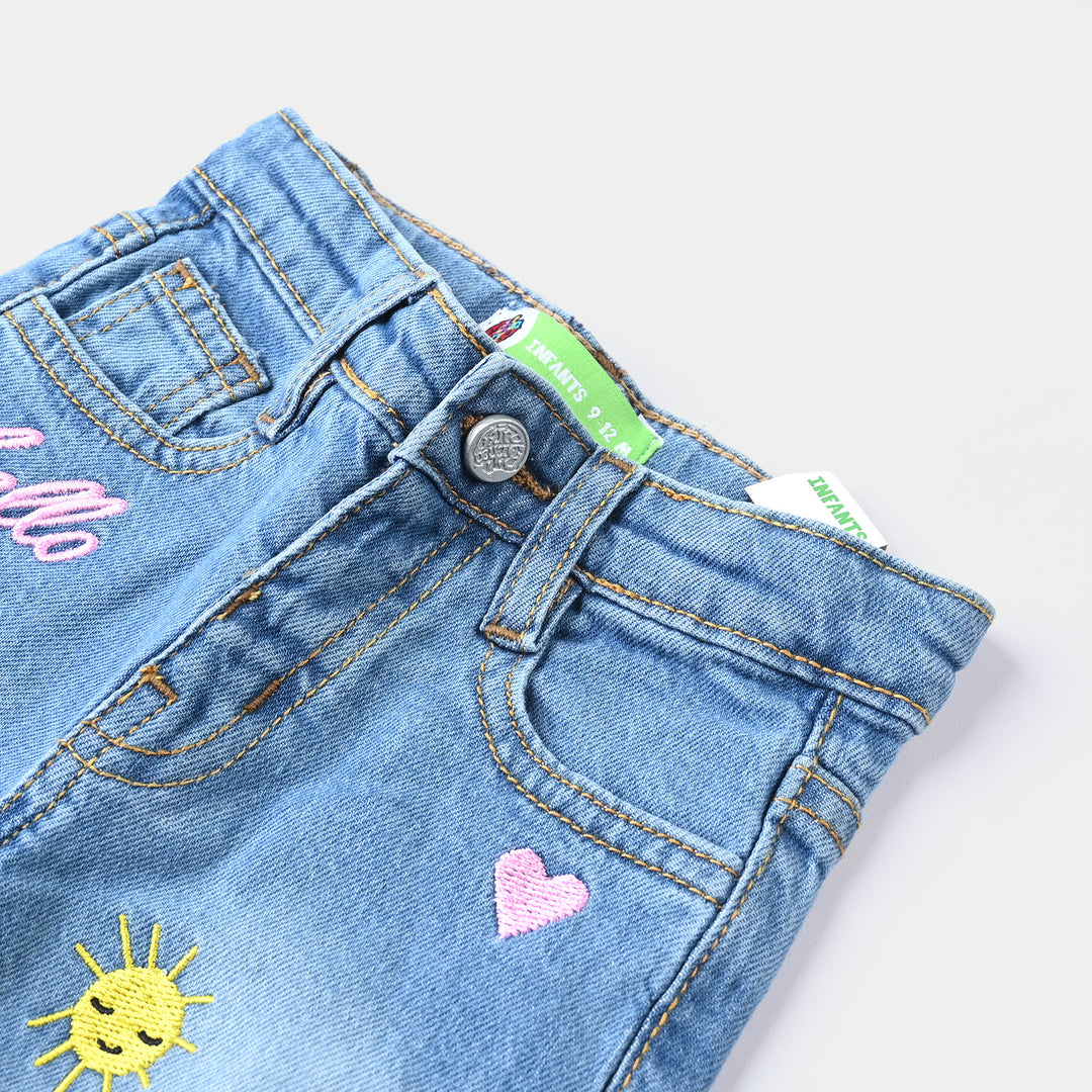 Infant Girls Denim Stretch Pant Sun Shine Rainbow-Ice Blue