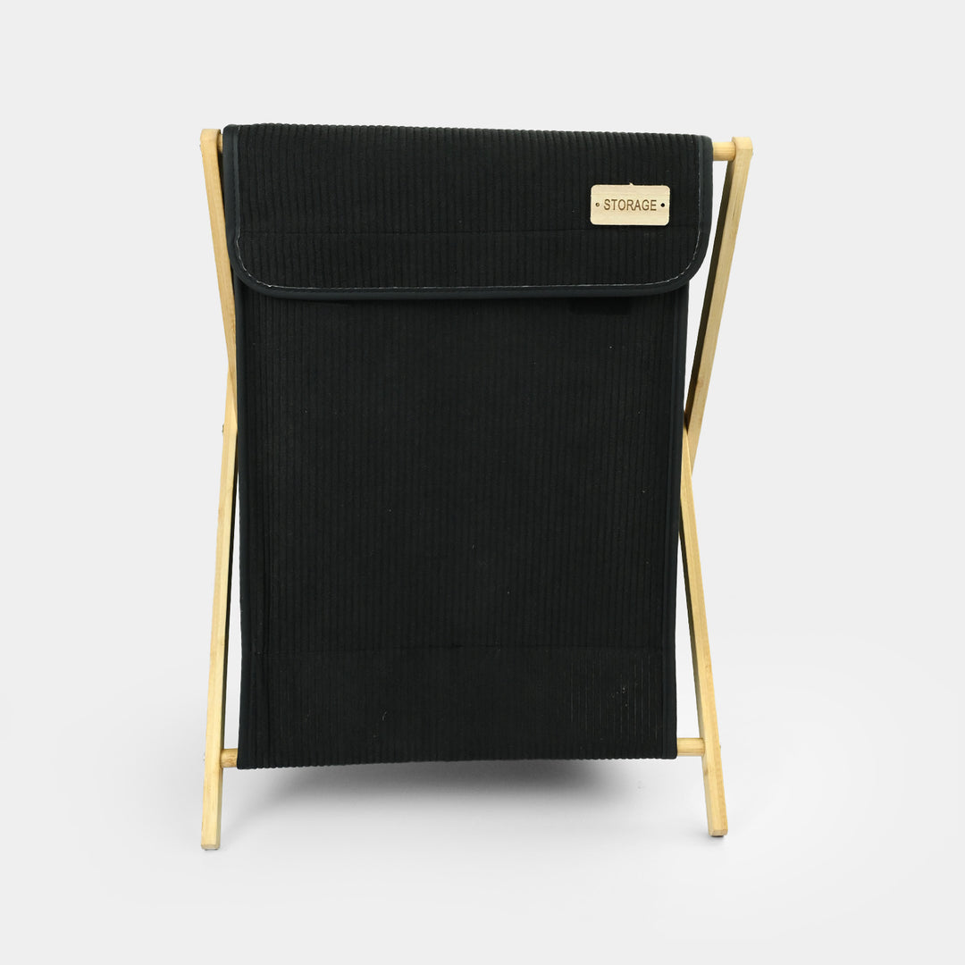 Natural Wood X-Frame Laundry Basket