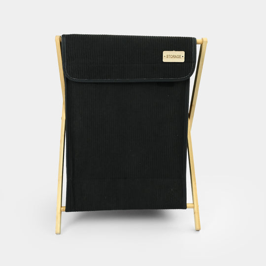Natural Wood X-Frame Laundry Basket