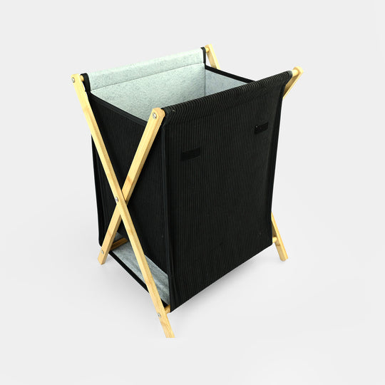 Natural Wood X-Frame Laundry Basket