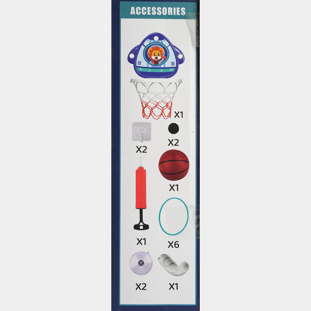 Rocket Theme 2-in-1 Electronic Basketball Hoop & Ring Toss Set