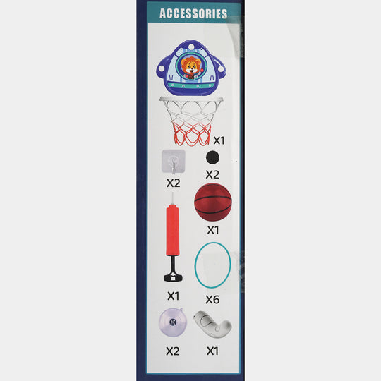 Rocket Theme 2-in-1 Electronic Basketball Hoop & Ring Toss Set