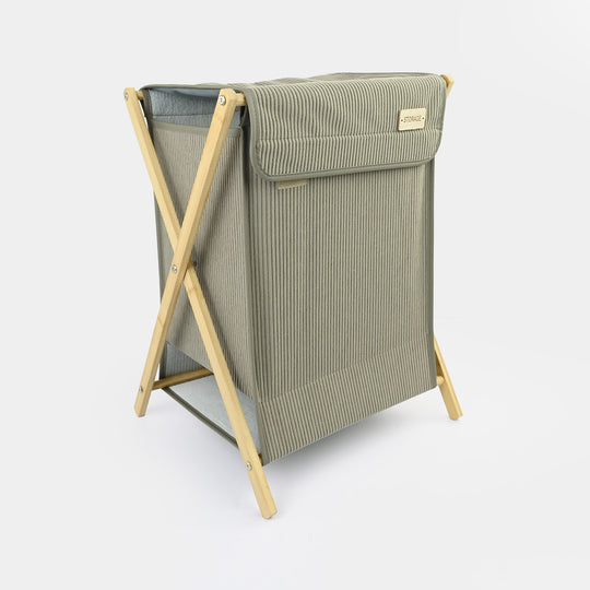 Natural Wood X-Frame Laundry Basket