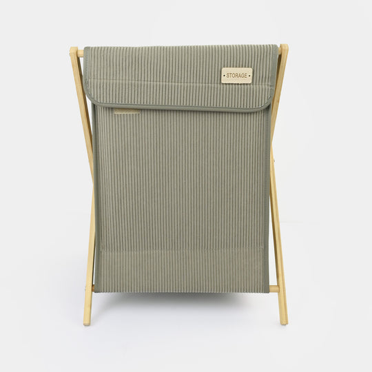 Natural Wood X-Frame Laundry Basket