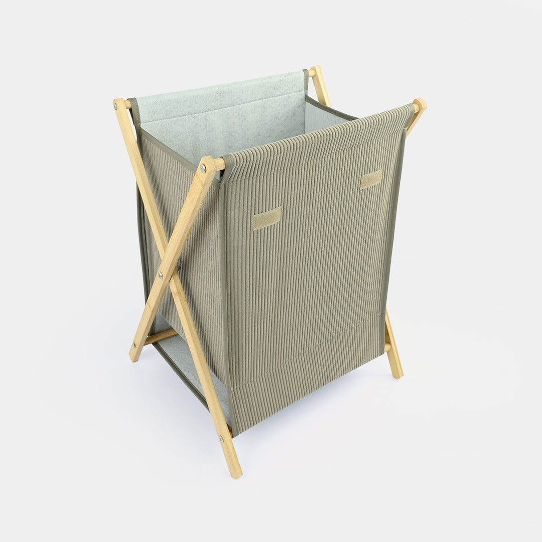 Natural Wood X-Frame Laundry Basket
