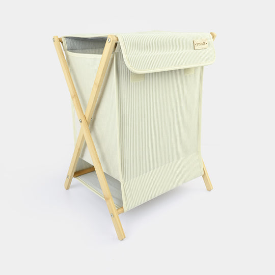 Natural Wood X-Frame Laundry Basket