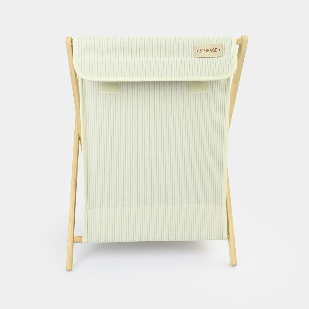 Natural Wood X-Frame Laundry Basket