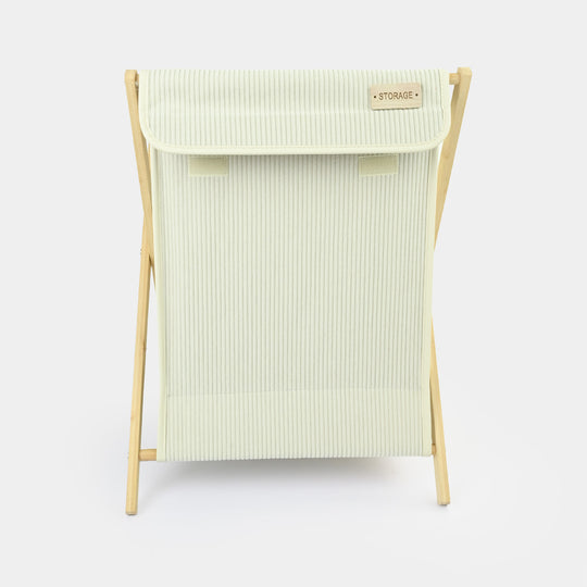 Natural Wood X-Frame Laundry Basket