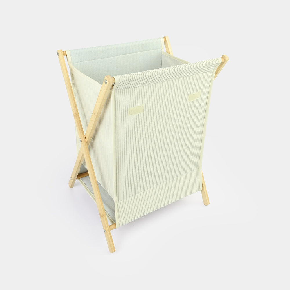 Natural Wood X-Frame Laundry Basket