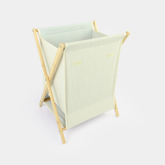 Natural Wood X-Frame Laundry Basket