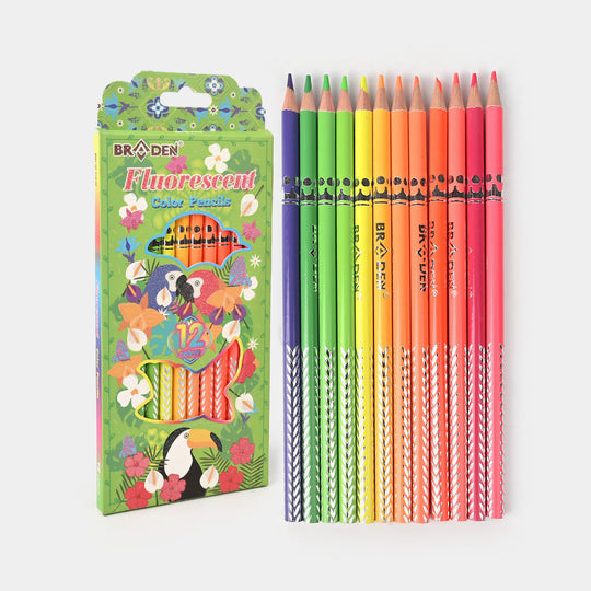 Braden Fluorescent 12 Color Pencils | Bright & Smooth