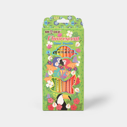 Braden Fluorescent 12 Color Pencils | Bright & Smooth