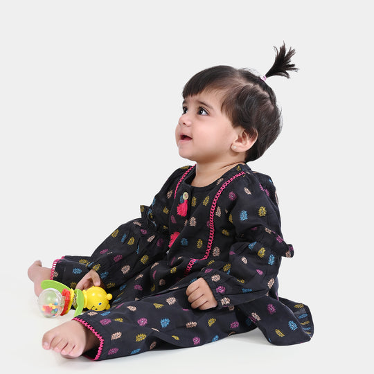 Infant Girls Jacquard 2PCs Suit POP-BLACK