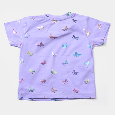 Infant Girls Cotton Jersey T-Shirt Butterflies-Purple