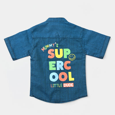 Infant Boys Yarn Dyed Basic Casual Shirt (Super Cool)-Blue