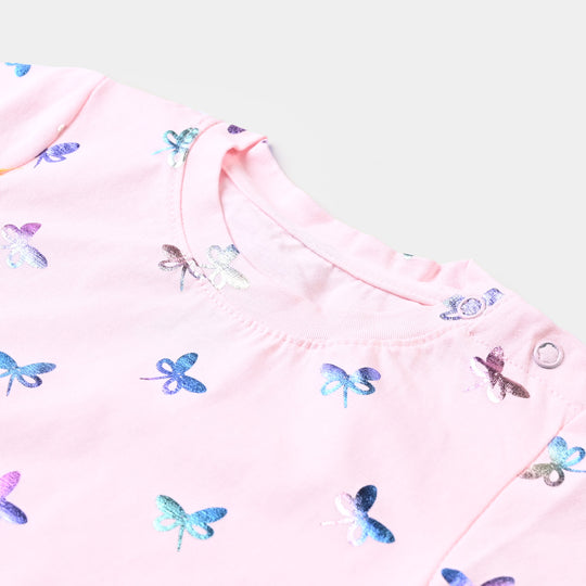 Infant Girls Cotton Jersey T-Shirt Butterflies-L.Pink