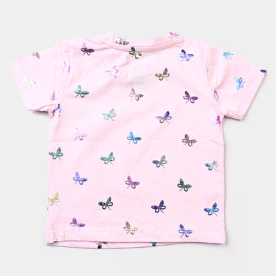 Infant Girls Cotton Jersey T-Shirt Butterflies-L.Pink